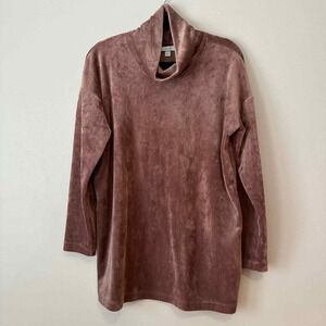 J.Jill Pure Jill Medium Tunic Mauve Pink Long Sleeve Cowl Neck Velour Plush Top